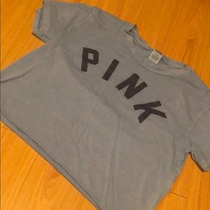 PINK blue boxy crop t shirt! Size medium!